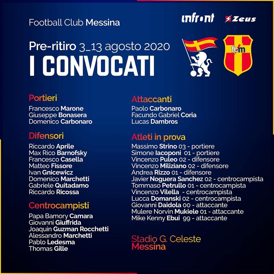 FC messina convocati