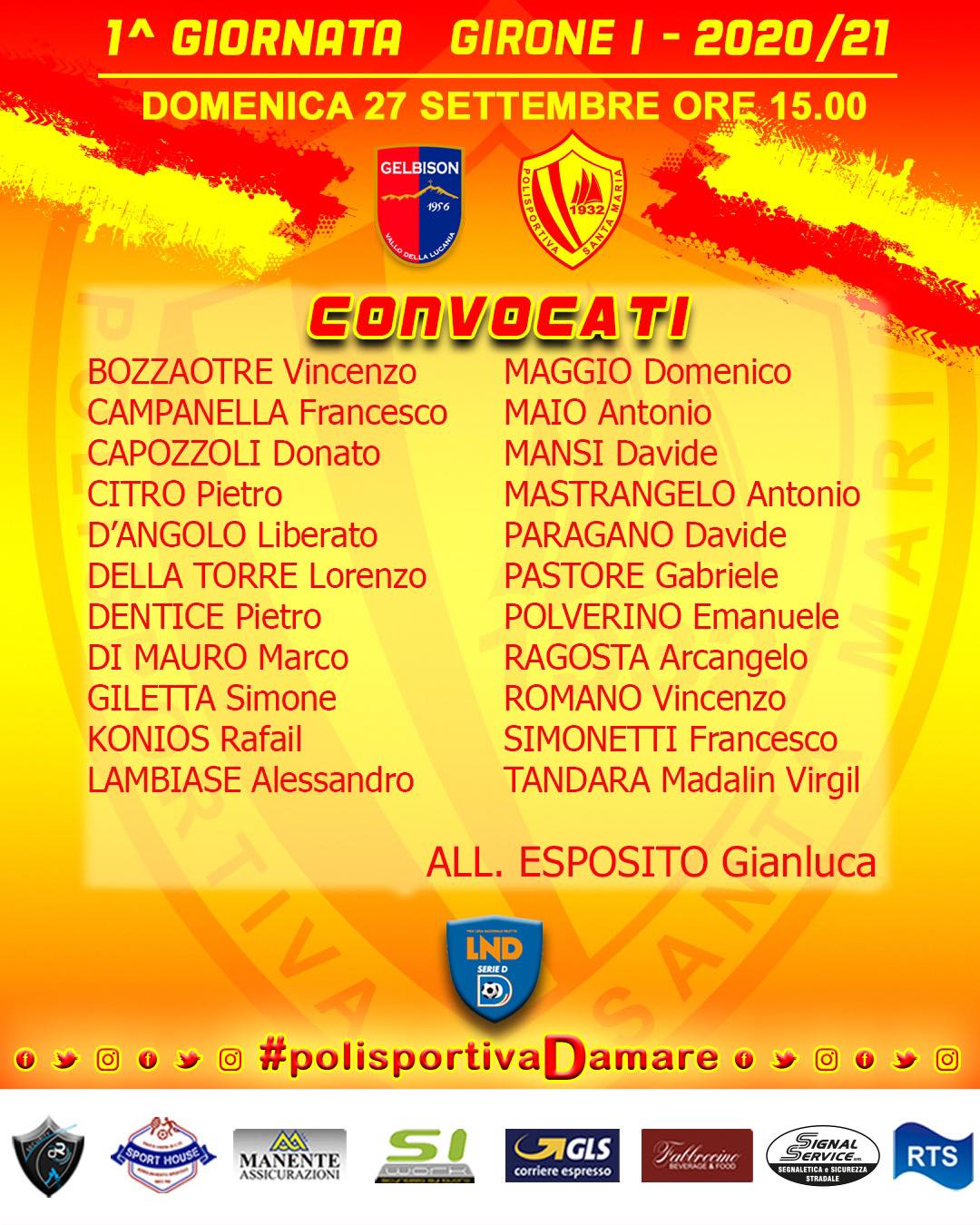 Convocati Pol.Santa Maria Convocati Pol.Santa Maria