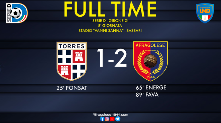 Serie D, Torres-Afragolese: 1-2. I rossoblù ritornano al successo meritatamente con Fava nel finale Serie D, Torres-Afragolese: 1-2. I rossoblù ritornano al successo meritatamente con Fava nel finale