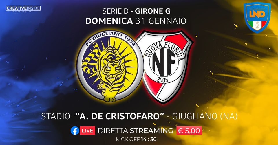 Serie D, Giugliano-Team Nuova Florida: 0-1. I tigrotti nel finale perdono partita e testa...