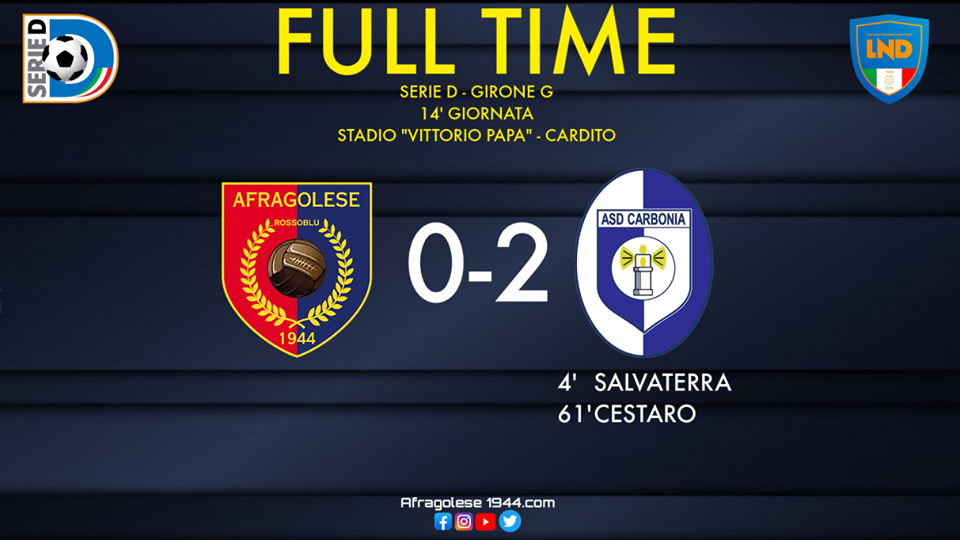144682456 3703480939744286 935420752299101538 o Serie D, Afragolese-Carbonia: 0-2. Cambia il tecnico ma non la musica per i rossoblu