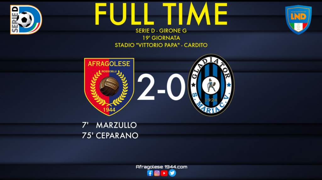 Serie D - Afragolese-Gladiator: 2-0. A denti stretti i rossoblù tornano al successo