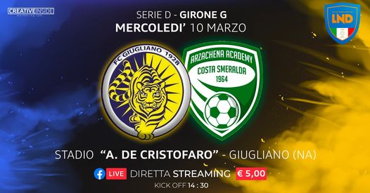 Serie D – Giugliano-Arzachena: 3-2. Fantastica rimonta dei tigrotti trasformati da Iacolare