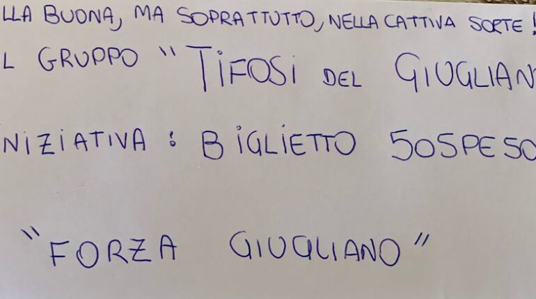 Giugliano: i tifosi aiutano la squadra con una piccola donazione